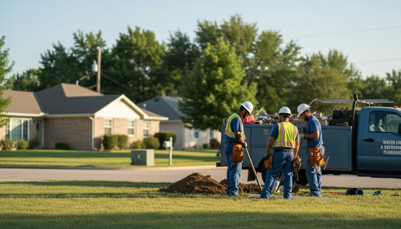 Residential water line and bathroom plumbing service in Roxbury, KS